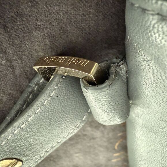 Meli Melo Anthropologie Norina Backpack Seafoam Green Blue Leather Italy - Picture 12 of 16